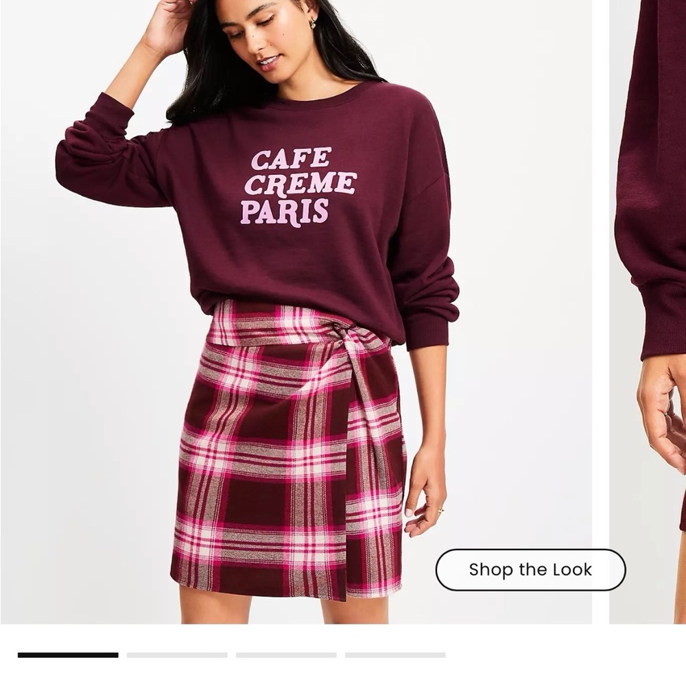NWT LOFT Vibrant Pink and Brown Plaid Skirt